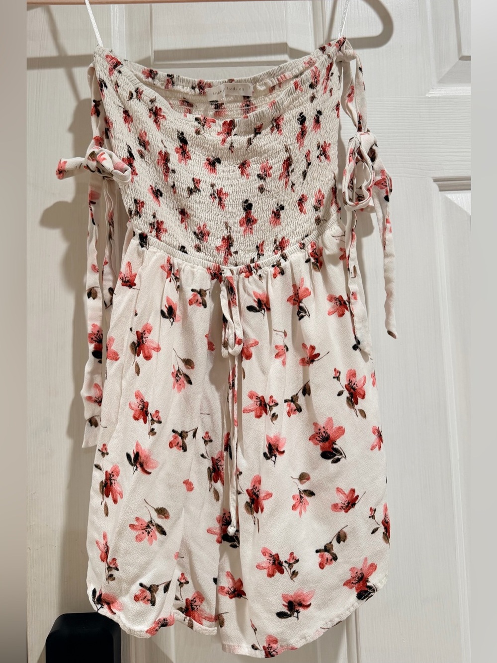 Floral Cream Smocked Wide-Leg Jumpsuit